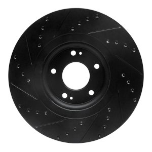 Kia Sedona Brake Rotor (1) - Front Right - R1 Concepts - Drilled & Slotted - Black - `15-`21